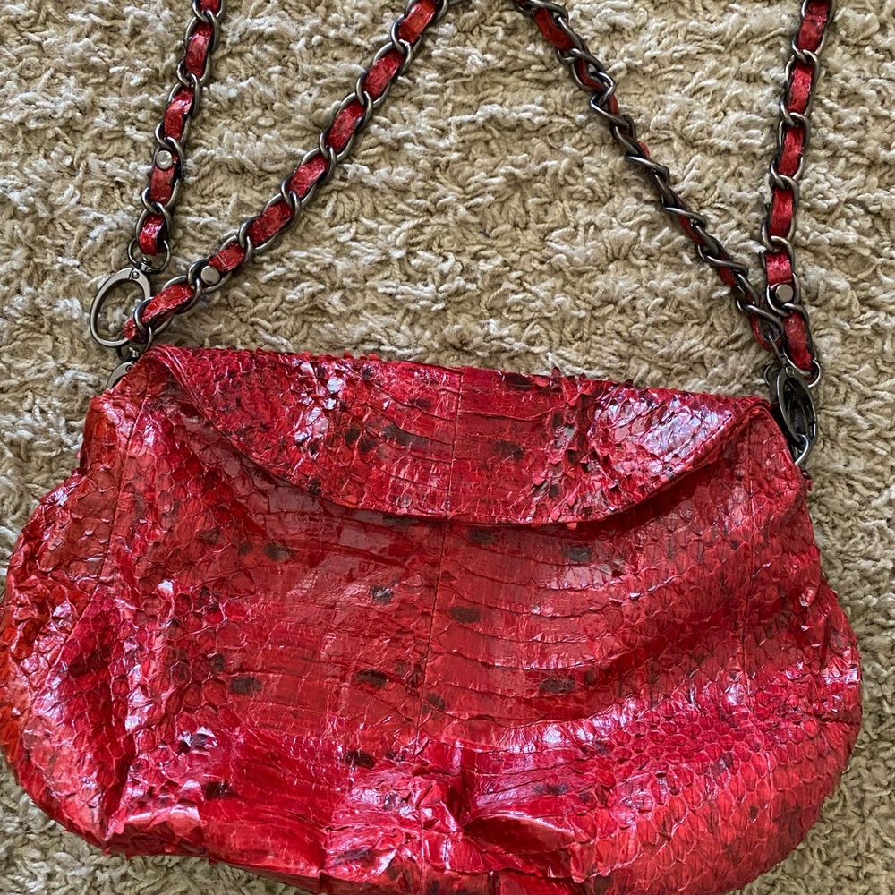 Genuine Python 3 Way Bag Clutch Shoulder And Cros… - image 2